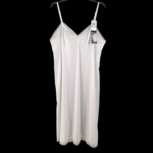 Vanity Fair Other - Vanity Fair Women's Rosette Lace 26" Full Slip White Lace Anti-Static - Sz 40 XL